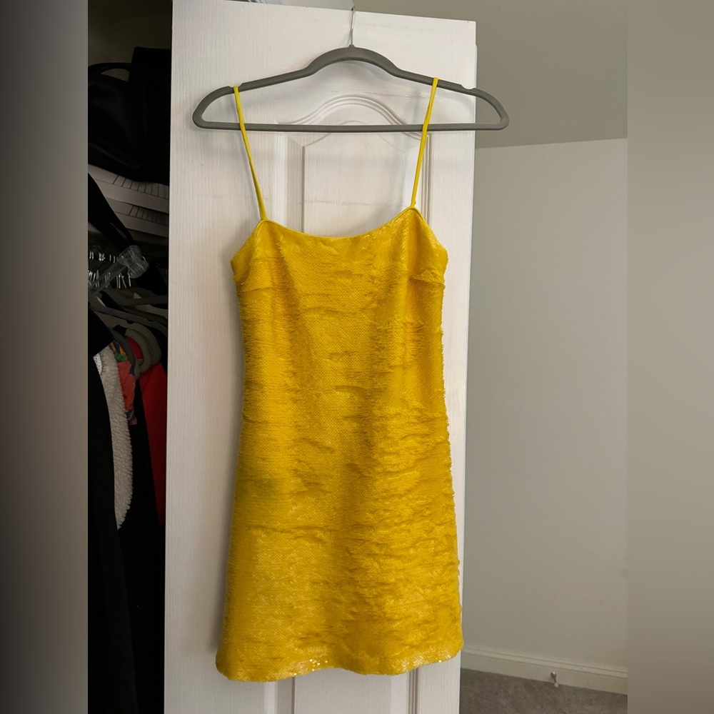 Susana Monaco Yellow Sequin Dress Lemon Yellow Size 2